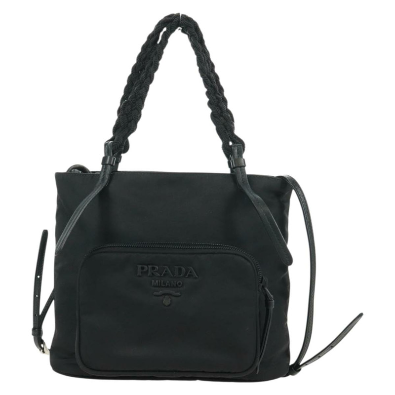 【日本直送】PRADA 尼龍雙肩包 黑色銀色 1BA207 正品 166882SAM-12