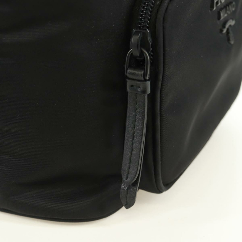 【日本直送】PRADA 尼龍雙肩包 黑色銀色 1BA207 正品 166882SAM-22