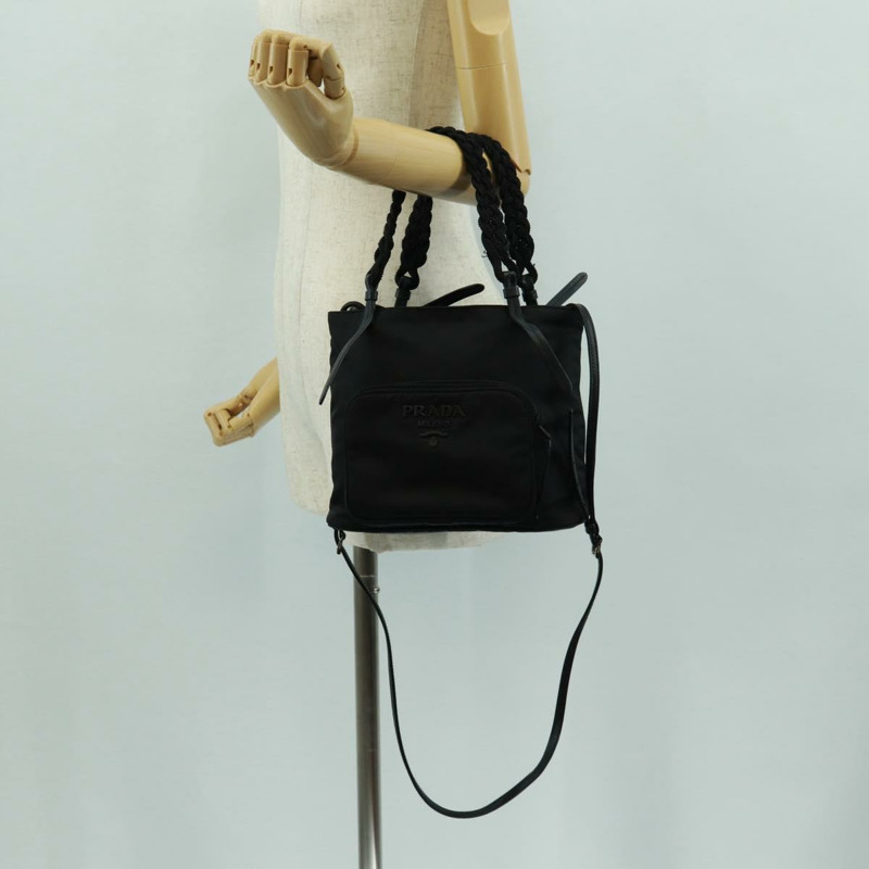 【日本直送】PRADA 尼龍雙肩包 黑色銀色 1BA207 正品 166882SAM-30
