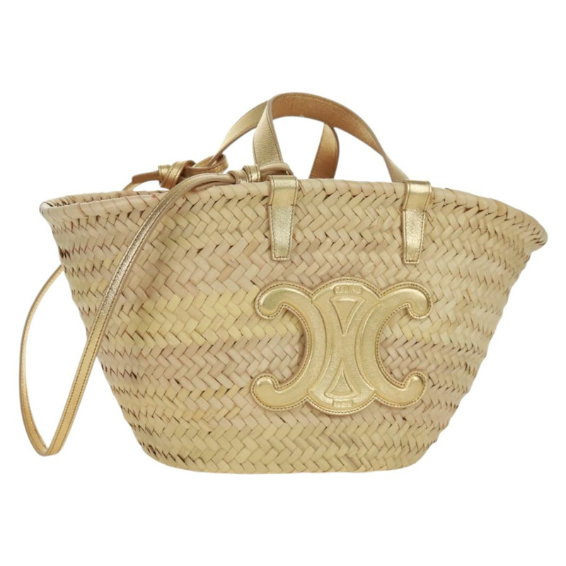 【日本直送】CELINE 草編米色草編手提包 正品 166837A-0