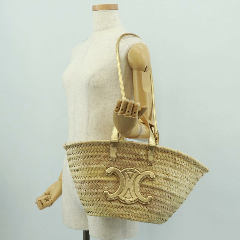 【日本直送】CELINE 草編米色草編手提包 正品 166837A-24