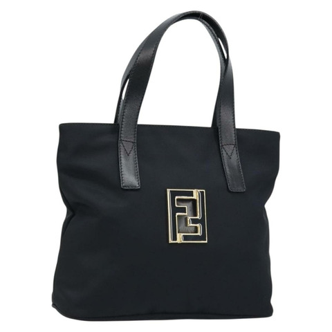 FENDI 尼龍手提包 黑色 金色 正品 166886V