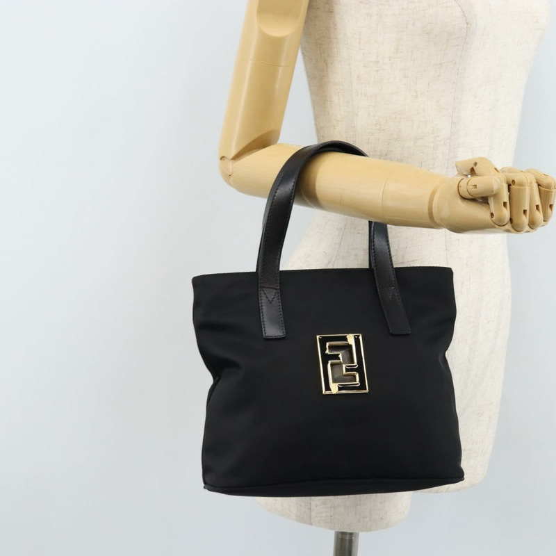 【日本直送】FENDI 尼龍手提包 黑色 金色 正品 166886V-21