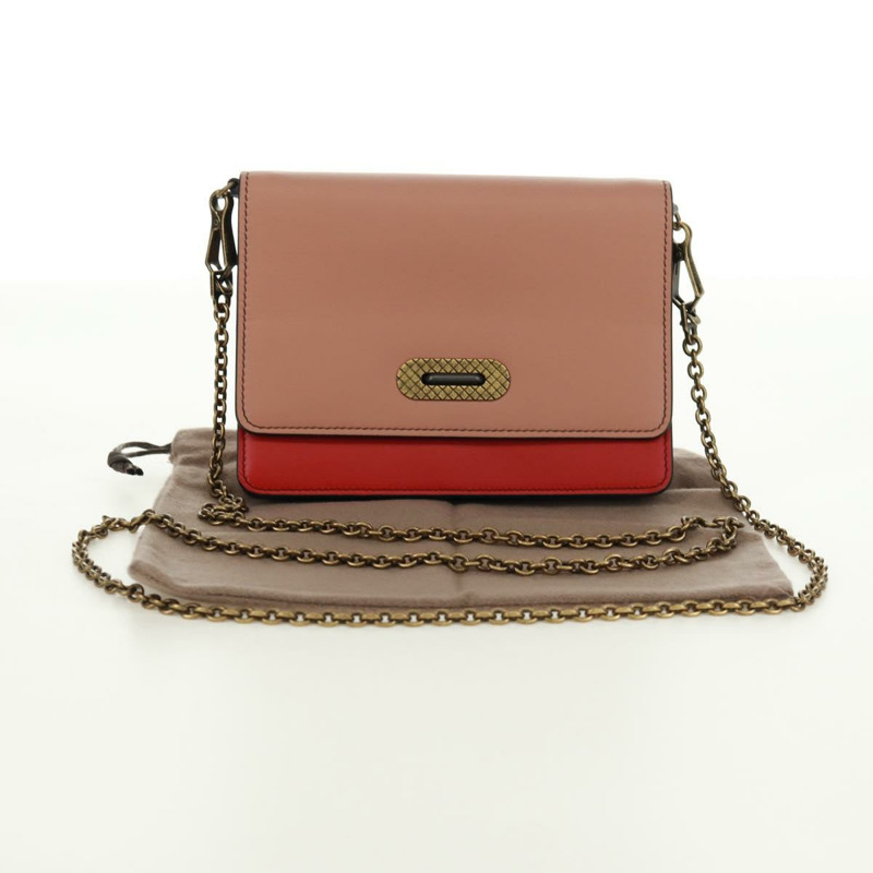 【日本直送】BOTTEGA VENETA 鏈條單肩包 皮革 紅色 金色 正品 158578SAV-11