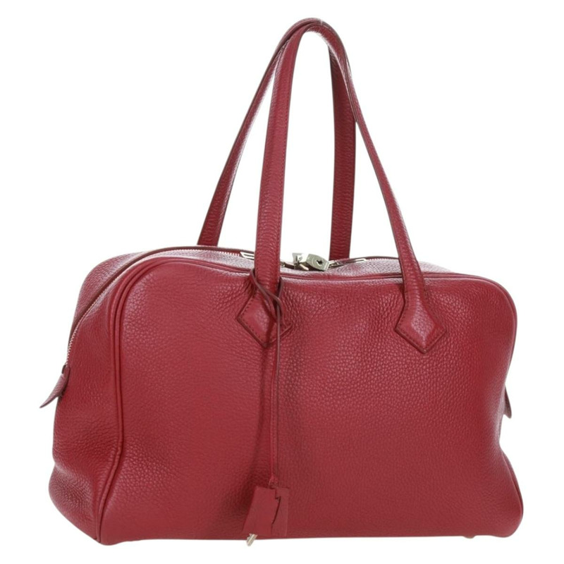 【日本直送】HERMES Victoria 35 Tosca 手提包 Taurillon 皮革紅銀正品 SK005SM-0