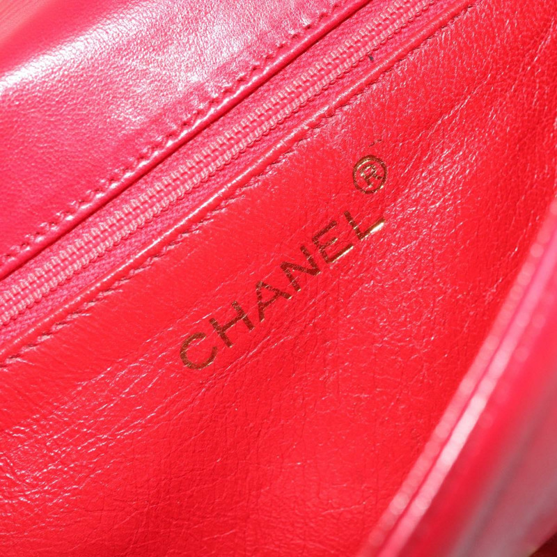 【日本直送】香奈兒 (CHANEL) 絎縫 COCO 標誌鏈條單肩背包，羊皮材質，紅色金色雙C標誌，正品編號 172623V-17