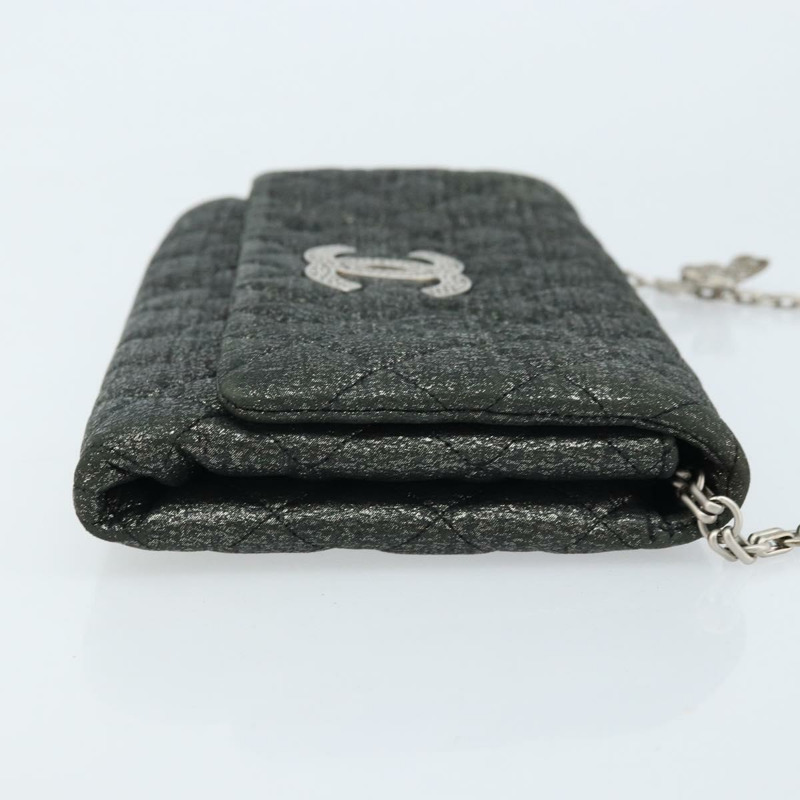 【日本直送】香奈兒 (CHANEL) 絎縫鏈條單背包 尼龍材質 灰色 銀色 CC 標誌 正品 170653SM-2