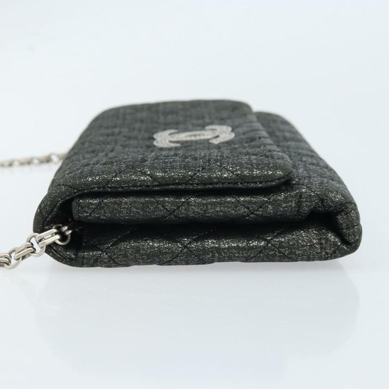 【日本直送】香奈兒 (CHANEL) 絎縫鏈條單背包 尼龍材質 灰色 銀色 CC 標誌 正品 170653SM-3