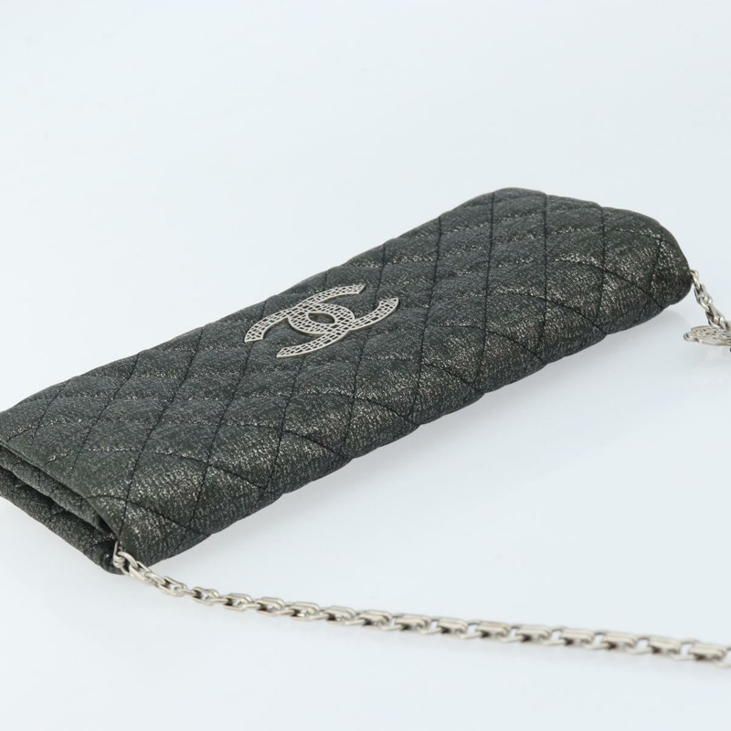 【日本直送】香奈兒 (CHANEL) 絎縫鏈條單背包 尼龍材質 灰色 銀色 CC 標誌 正品 170653SM-5