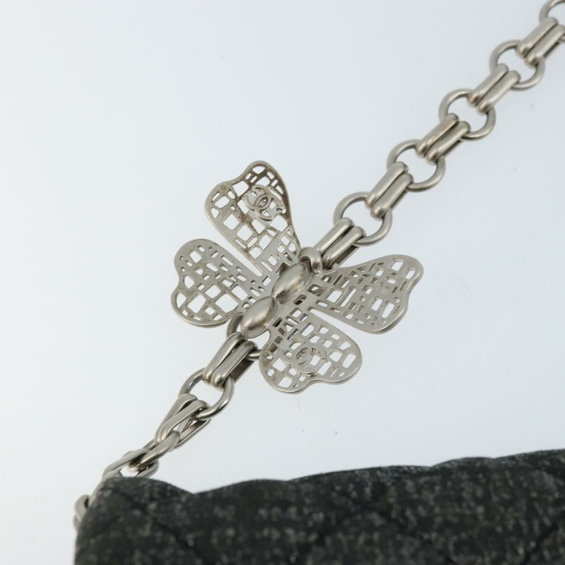 【日本直送】香奈兒 (CHANEL) 絎縫鏈條單背包 尼龍材質 灰色 銀色 CC 標誌 正品 170653SM-7