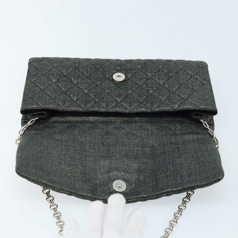 【日本直送】香奈兒 (CHANEL) 絎縫鏈條單背包 尼龍材質 灰色 銀色 CC 標誌 正品 170653SM-19