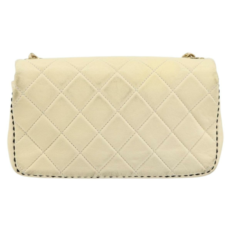 【日本直送】香奈兒 Matelasse 22 鏈條肩背包，羊皮材質，象牙色，金色 CC 標誌，正品編號 170660SAV-1