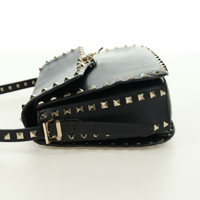 【日本直送】VALENTINO 鉚釘單肩包 皮革 黑色 金色 正品 gh1750V-3
