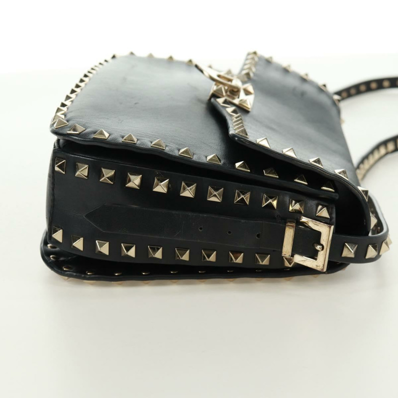 【日本直送】VALENTINO 鉚釘單肩包 皮革 黑色 金色 正品 gh1750V-4