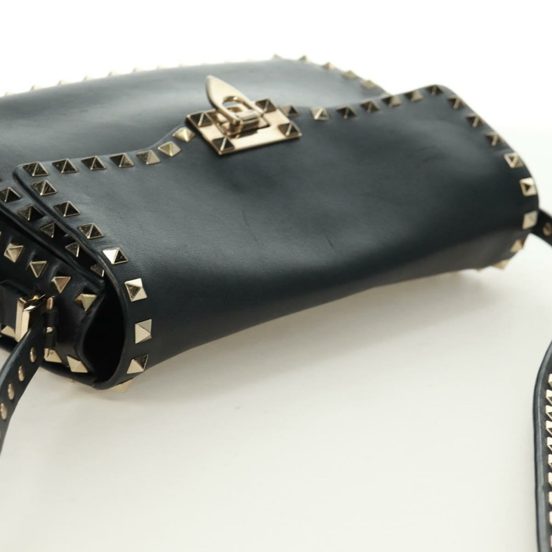 【日本直送】VALENTINO 鉚釘單肩包 皮革 黑色 金色 正品 gh1750V-6