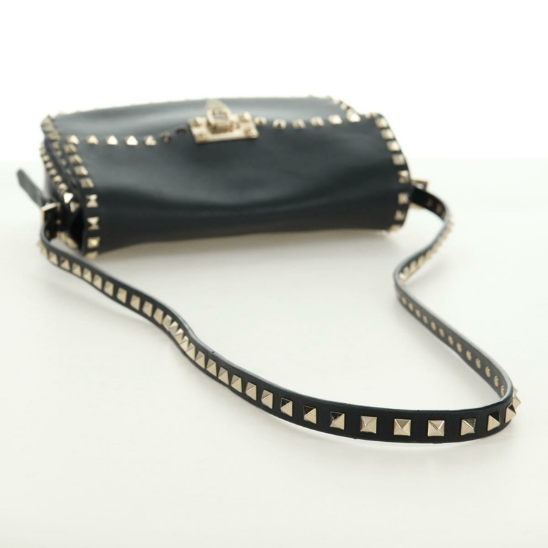 【日本直送】VALENTINO 鉚釘單肩包 皮革 黑色 金色 正品 gh1750V-7