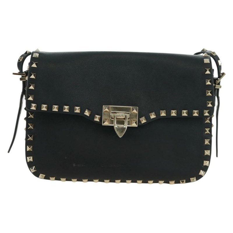 【日本直送】VALENTINO 鉚釘單肩包 皮革 黑色 金色 正品 gh1750V-12