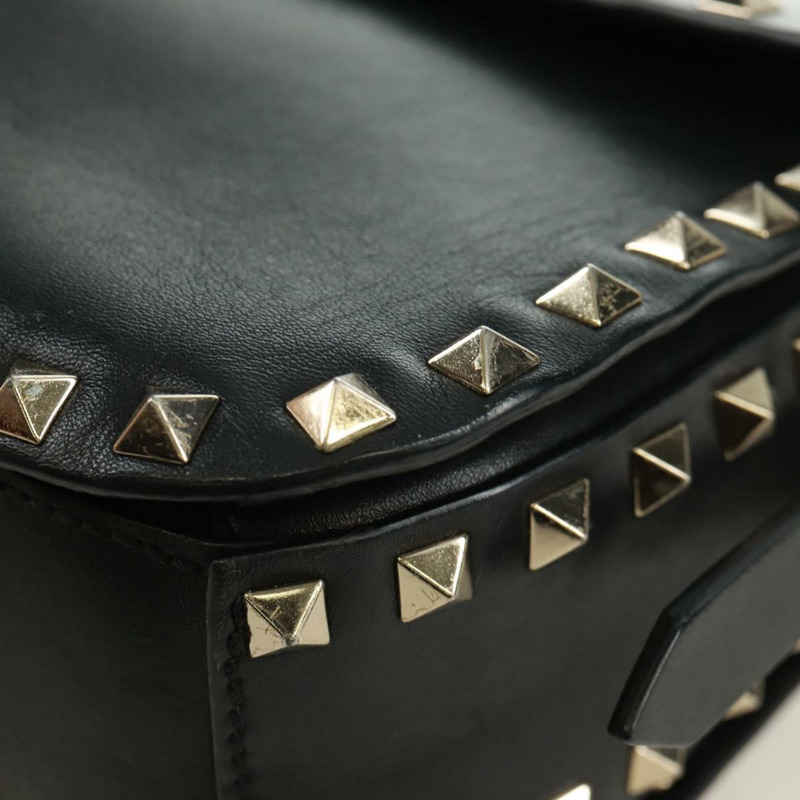 【日本直送】VALENTINO 鉚釘單肩包 皮革 黑色 金色 正品 gh1750V-14