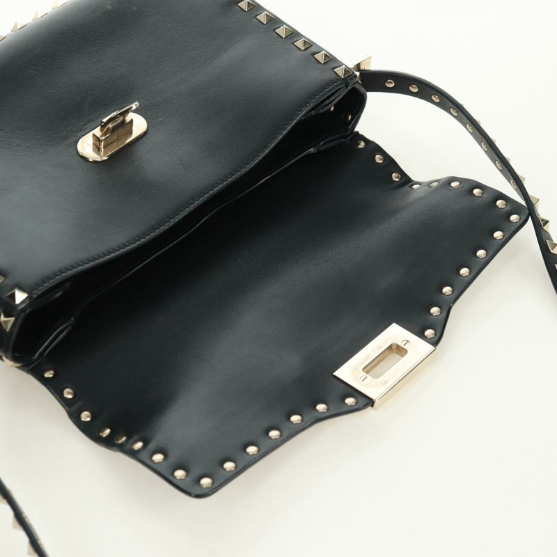 【日本直送】VALENTINO 鉚釘單肩包 皮革 黑色 金色 正品 gh1750V-19