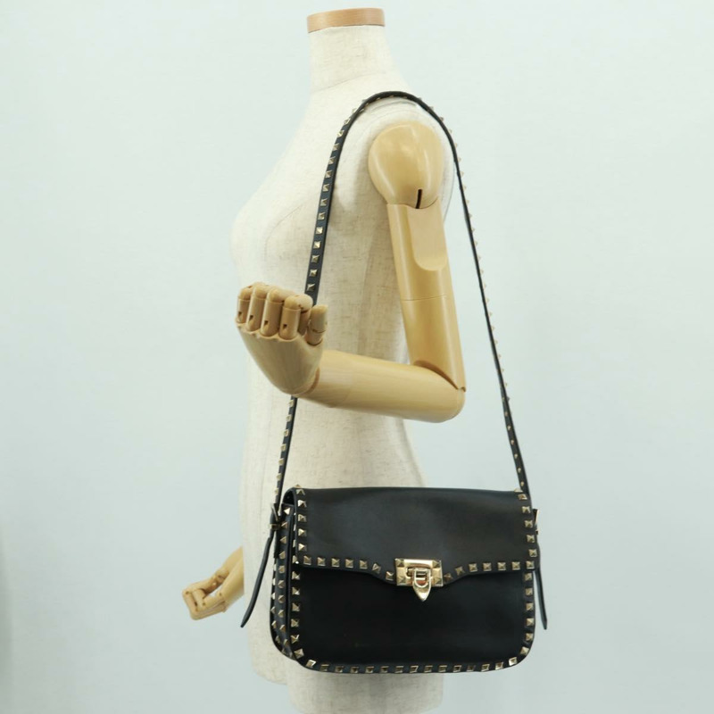 【日本直送】VALENTINO 鉚釘單肩包 皮革 黑色 金色 正品 gh1750V-26