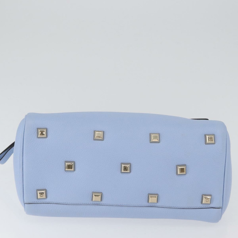 【日本直送】Salvatore Ferragamo Gancini 手提包 皮革 淺藍色 金色 正品 gh1752V-5