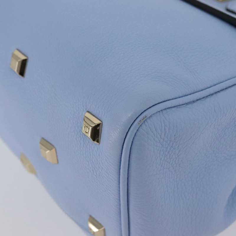 【日本直送】Salvatore Ferragamo Gancini 手提包 皮革 淺藍色 金色 正品 gh1752V-14