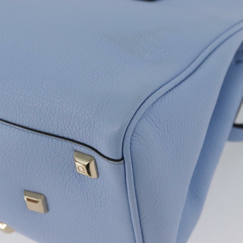 【日本直送】Salvatore Ferragamo Gancini 手提包 皮革 淺藍色 金色 正品 gh1752V-16