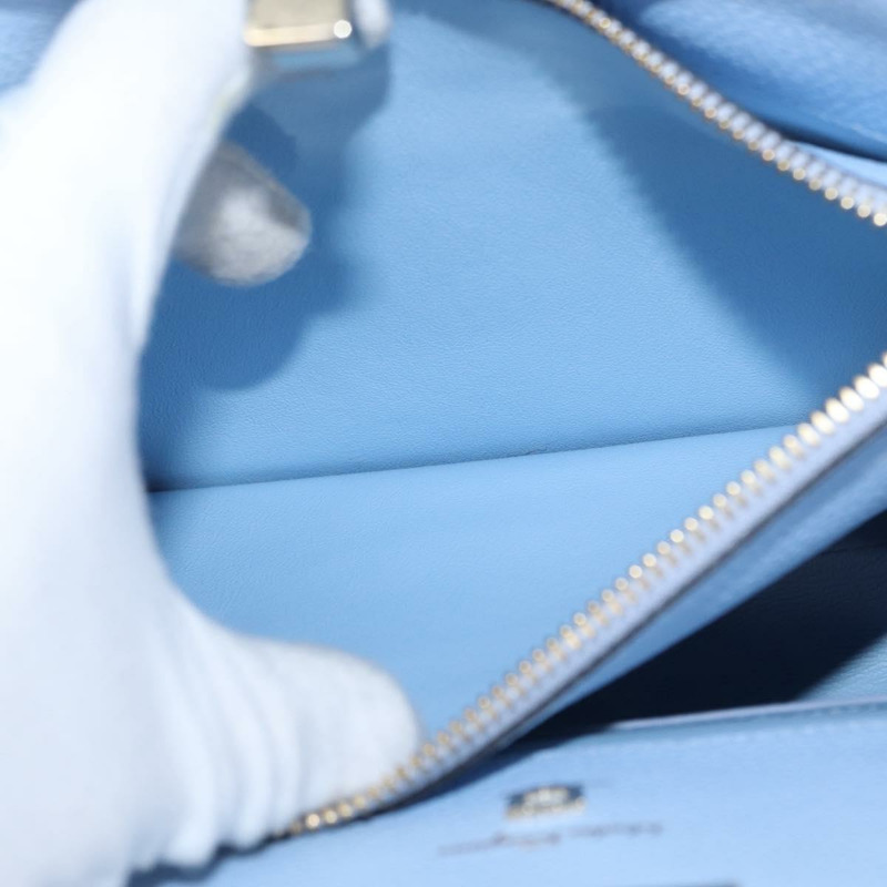 【日本直送】Salvatore Ferragamo Gancini 手提包 皮革 淺藍色 金色 正品 gh1752V-22