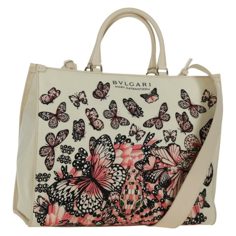 寶格麗 (BVLGARI) 帆布雙肩包 MARY KATRANTZOU 聯名款 白金款 Auth 173206M