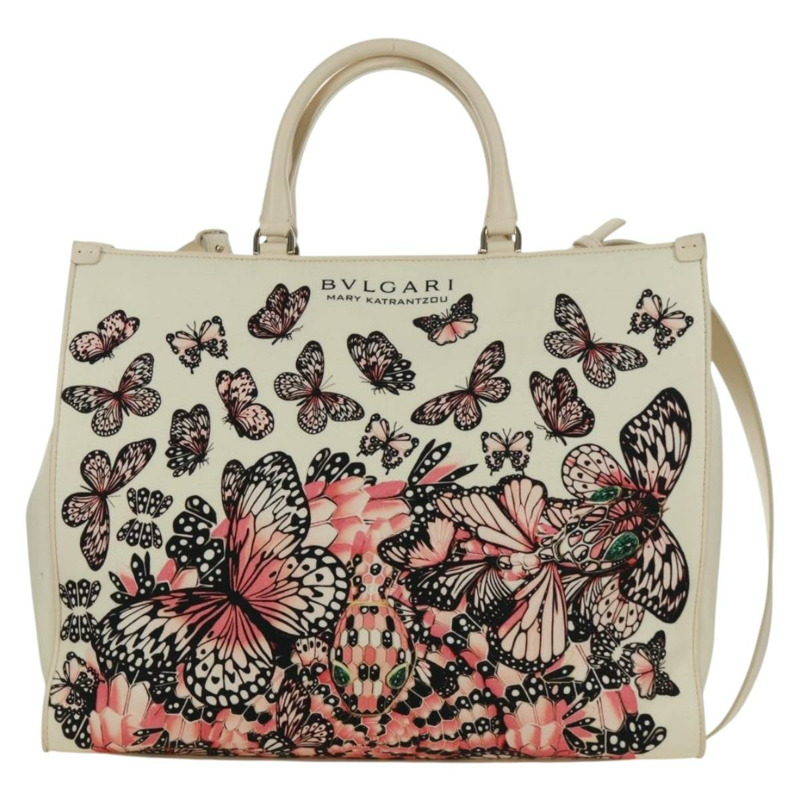 【日本直送】寶格麗 (BVLGARI) 帆布雙肩包 MARY KATRANTZOU 聯名款 白金款 Auth 173206M-12