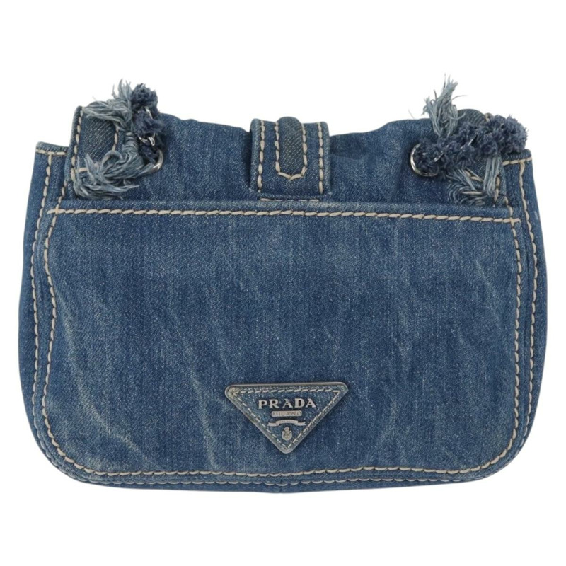 【日本直送】PRADA 鏈條單肩包 牛仔藍 銀色 正品 gh1755V-1