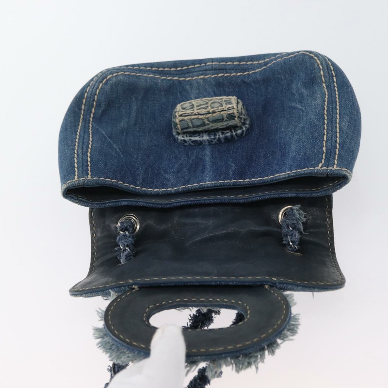 【日本直送】PRADA 鏈條單肩包 牛仔藍 銀色 正品 gh1755V-8