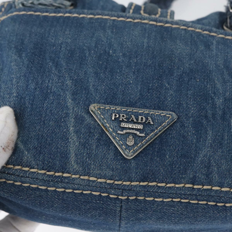 【日本直送】PRADA 鏈條單肩包 牛仔藍 銀色 正品 gh1755V-17