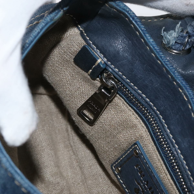 【日本直送】PRADA 鏈條單肩包 牛仔藍 銀色 正品 gh1755V-25