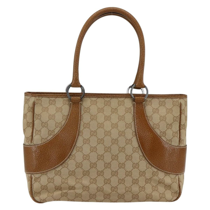 【日本直送】GUCCI GG帆布手提包 PVC 米色 銀色 113011 正品 173185V-1