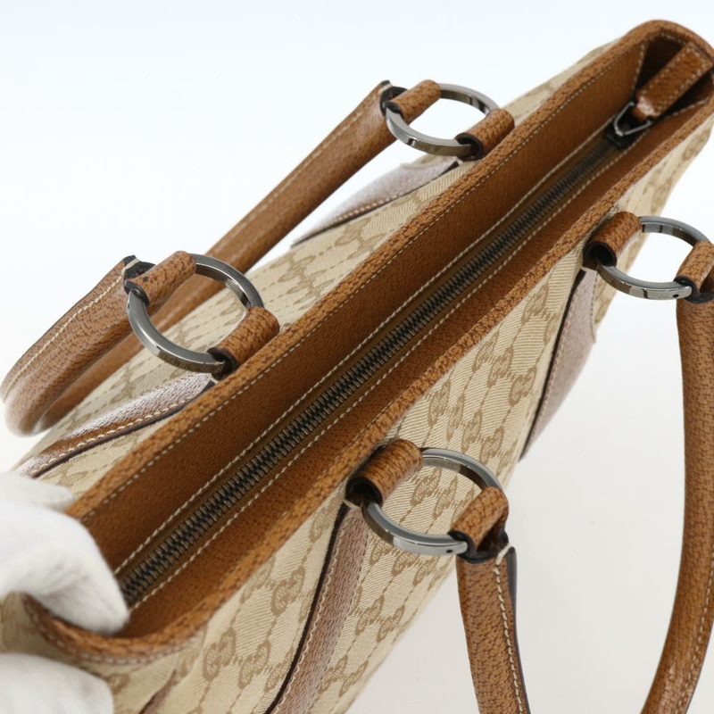 【日本直送】GUCCI GG帆布手提包 PVC 米色 銀色 113011 正品 173185V-5
