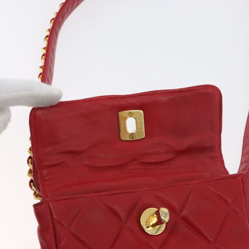 【日本直送】香奈兒 Matelasse 腰包，羊皮材質，紅色，金色雙C標誌，貨號 165374V-18