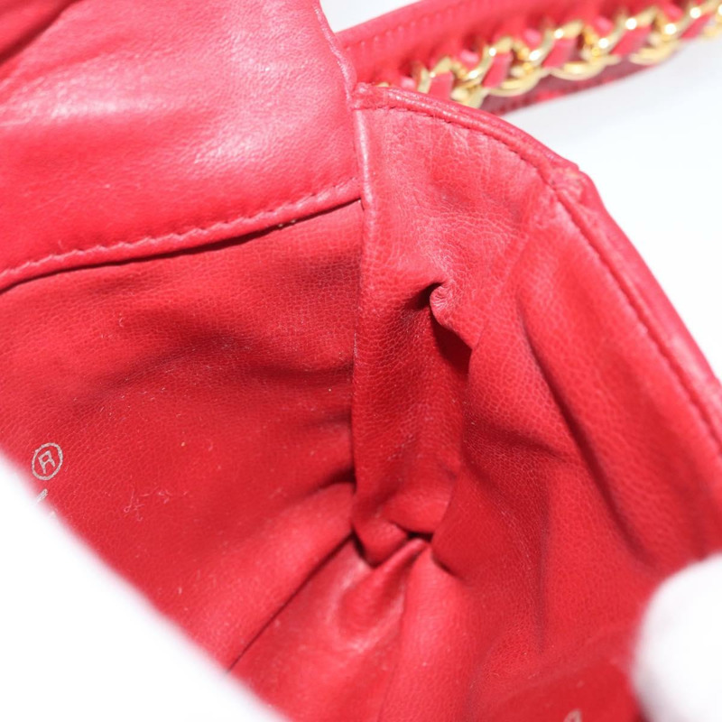 【日本直送】香奈兒 Matelasse 腰包，羊皮材質，紅色，金色雙C標誌，貨號 165374V-21