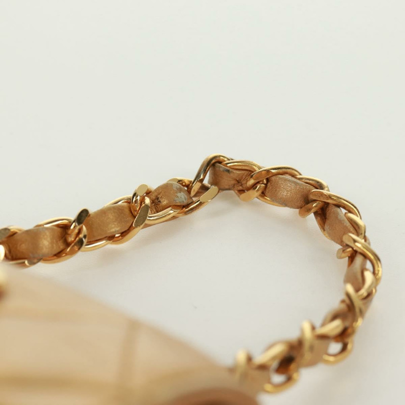 【日本直送】香奈兒迷你絎縫10鏈條手柄羊皮手拿包，金色雙C標誌，貨號165375V-13