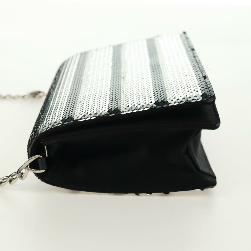 【日本直送】PRADA 鏈條亮片肩背包 皮革 黑色 銀色 正品 165358-2