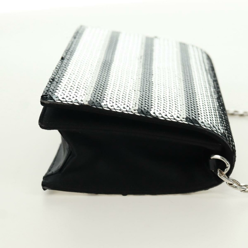 【日本直送】PRADA 鏈條亮片肩背包 皮革 黑色 銀色 正品 165358-3