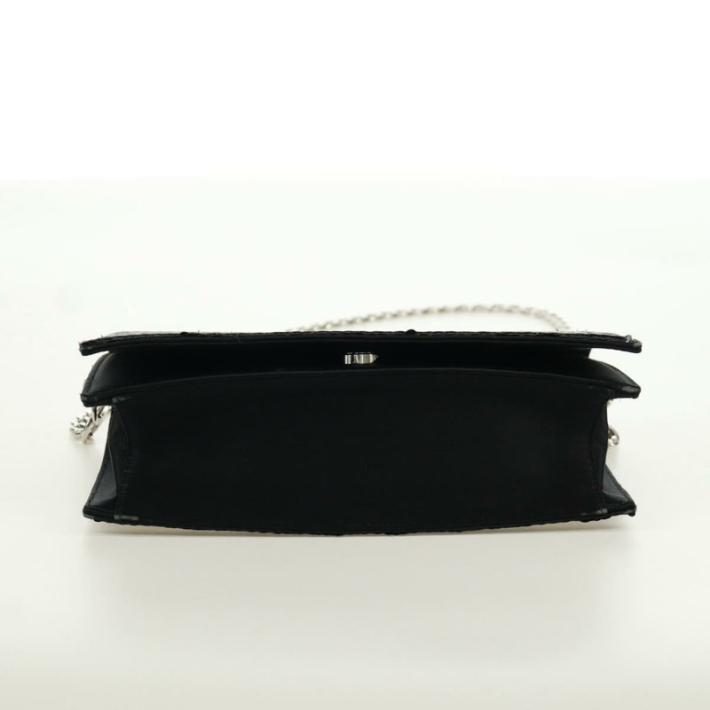 【日本直送】PRADA 鏈條亮片肩背包 皮革 黑色 銀色 正品 165358-4