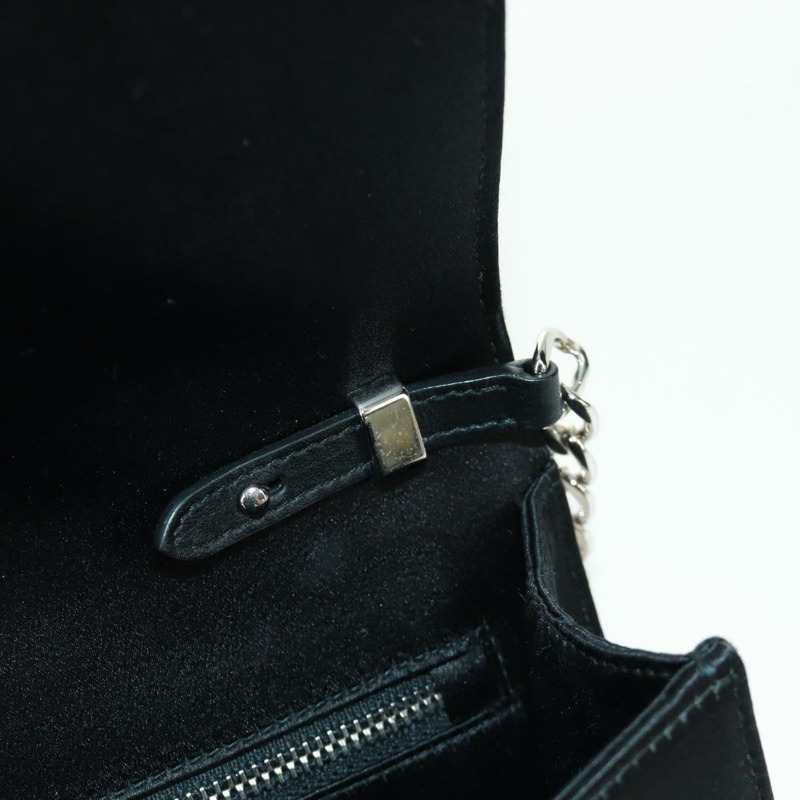 【日本直送】PRADA 鏈條亮片肩背包 皮革 黑色 銀色 正品 165358-8