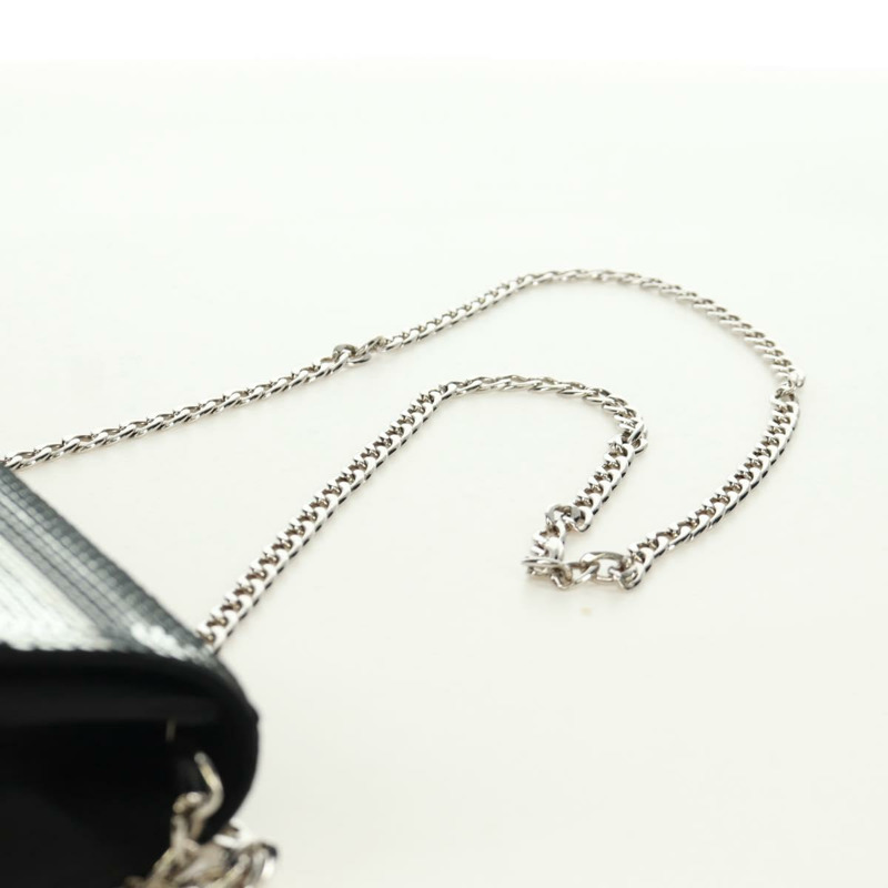 【日本直送】PRADA 鏈條亮片肩背包 皮革 黑色 銀色 正品 165358-13