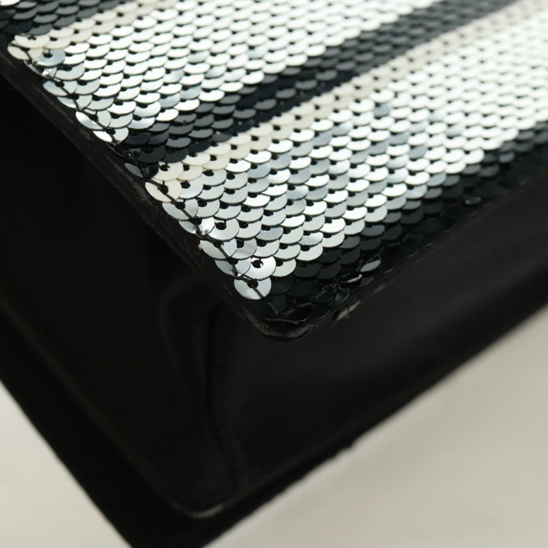 【日本直送】PRADA 鏈條亮片肩背包 皮革 黑色 銀色 正品 165358-16