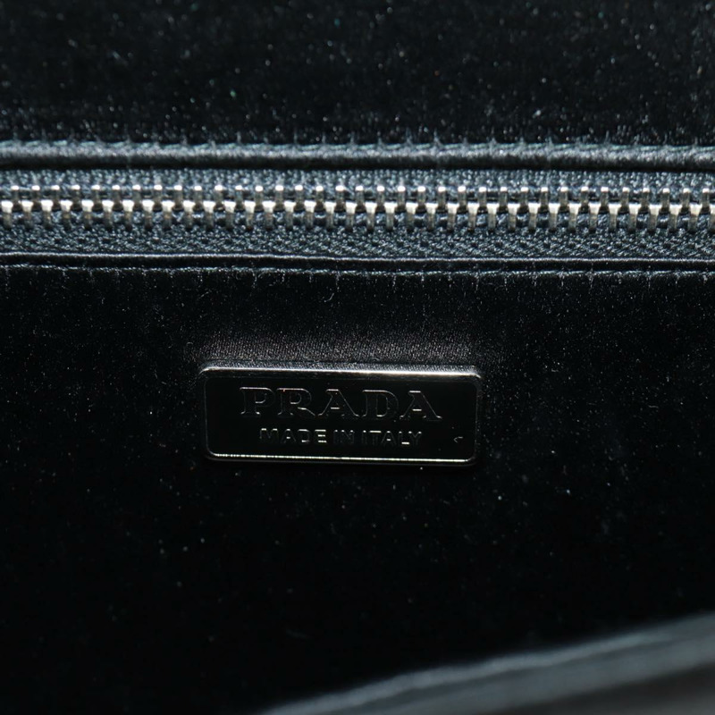 【日本直送】PRADA 鏈條亮片肩背包 皮革 黑色 銀色 正品 165358-20
