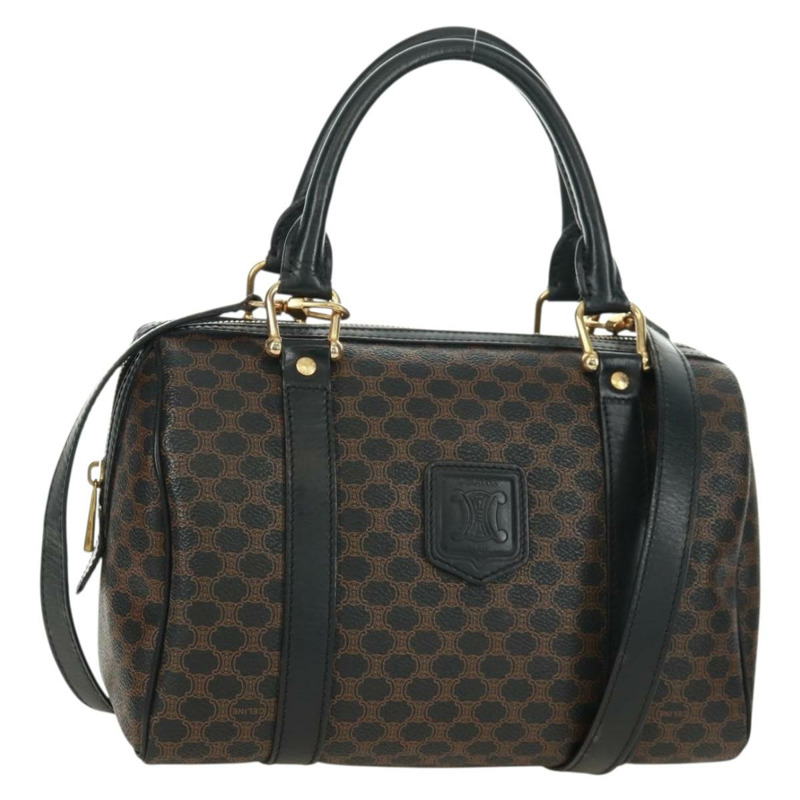 【日本直送】CELINE Macadam帆布手提包 PVC皮革 2way 黑色金色 Auth 165352A-0