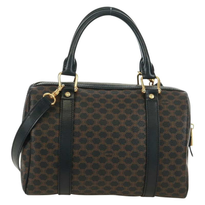 【日本直送】CELINE Macadam帆布手提包 PVC皮革 2way 黑色金色 Auth 165352A-1