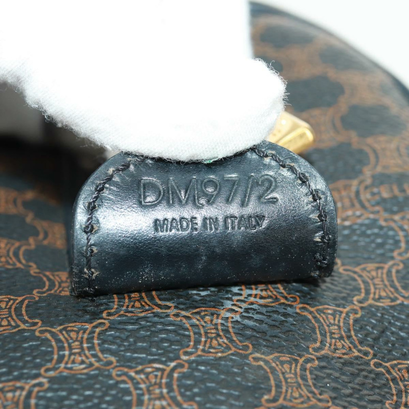 【日本直送】CELINE Macadam帆布手提包 PVC皮革 2way 黑色金色 Auth 165352A-10