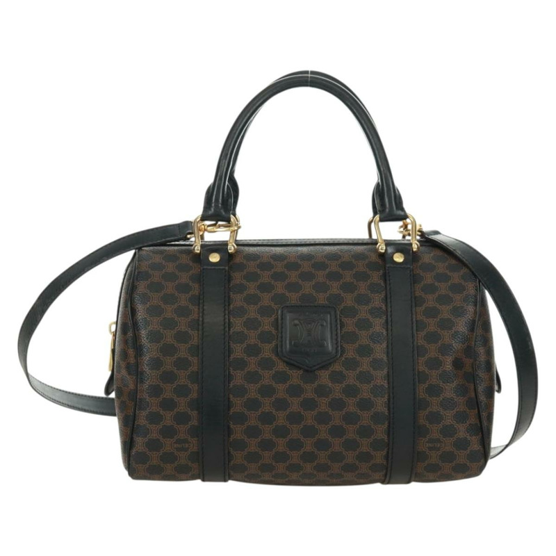 【日本直送】CELINE Macadam帆布手提包 PVC皮革 2way 黑色金色 Auth 165352A-12